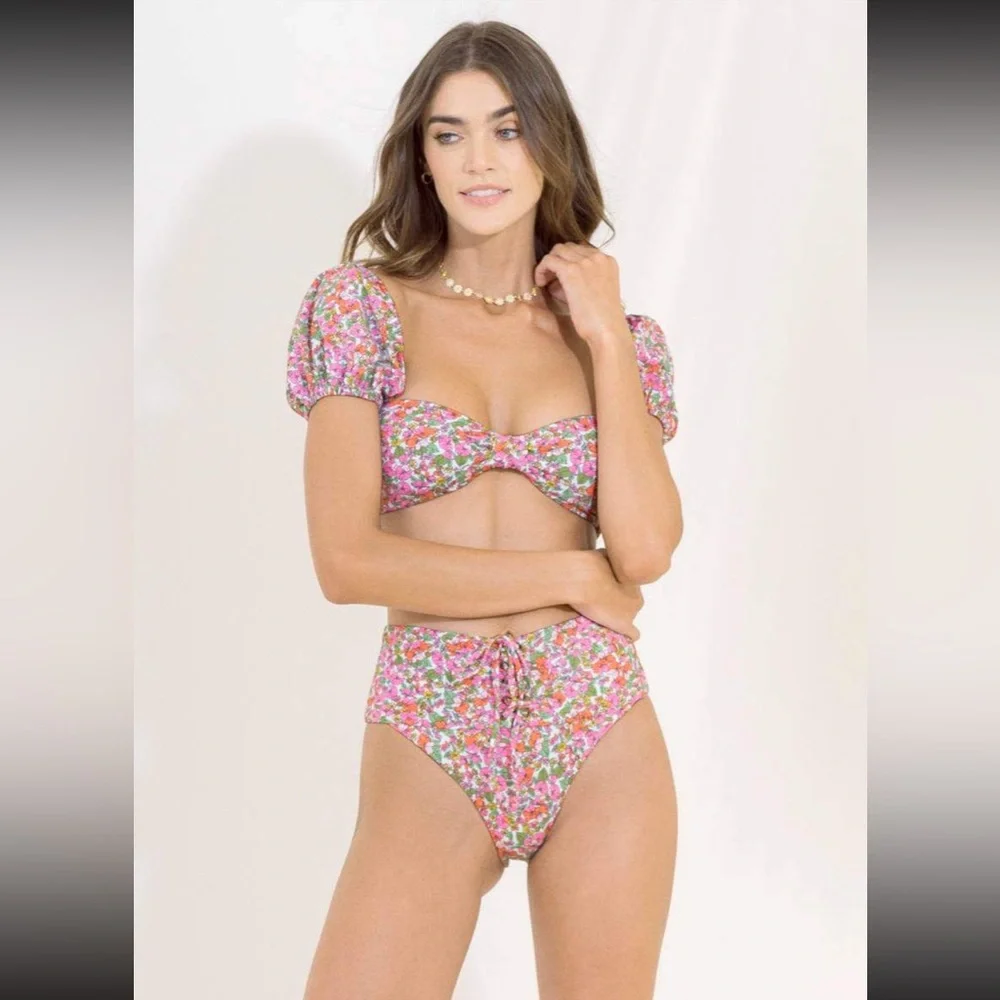 Maaji Petite Pompom Applause High Rise reversible bikini bottom M - Picture 2 of 3